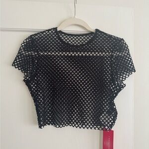 SHEIN Black Crop Top with Cut Out Design